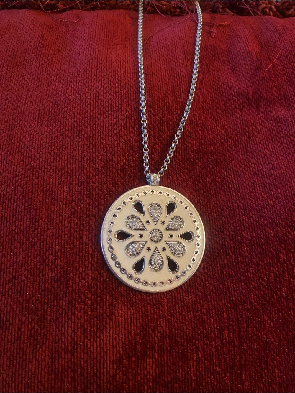 Brighton Silver Floral Cutout Pendant Necklace